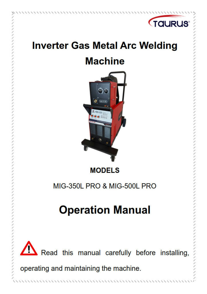Operator Manuals - TAURUS MIG 350L PRO+500L PRO_1
