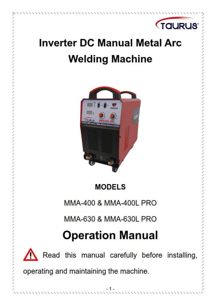 Operator Manuals - TAURUS MMA 400+400L PRO+630+630L PRO_1